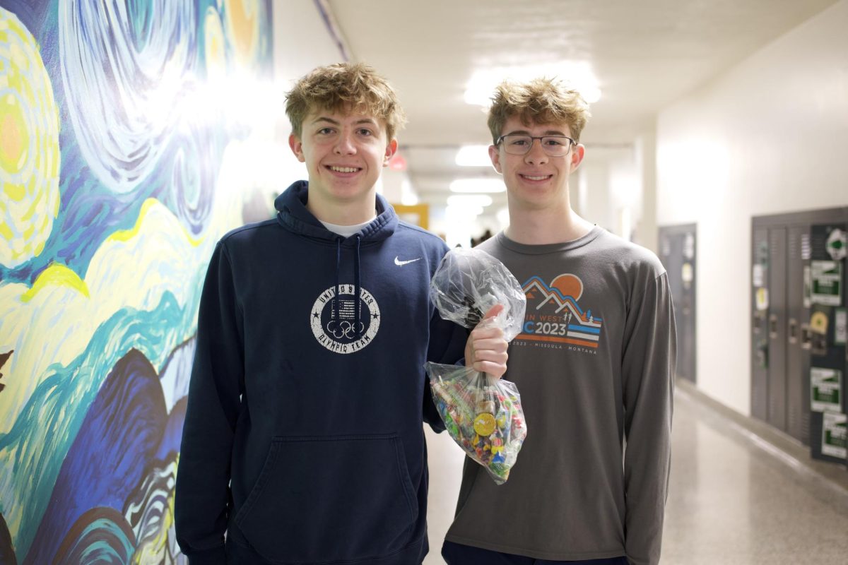 4.24.26 President Bennet Seitz and Vice President Caleb Kay handing out candy to promote voting. 